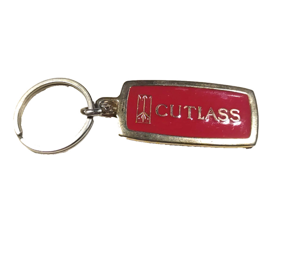 Vintage Metal Cutlass Keychain Red Gold Tone Transportation Car